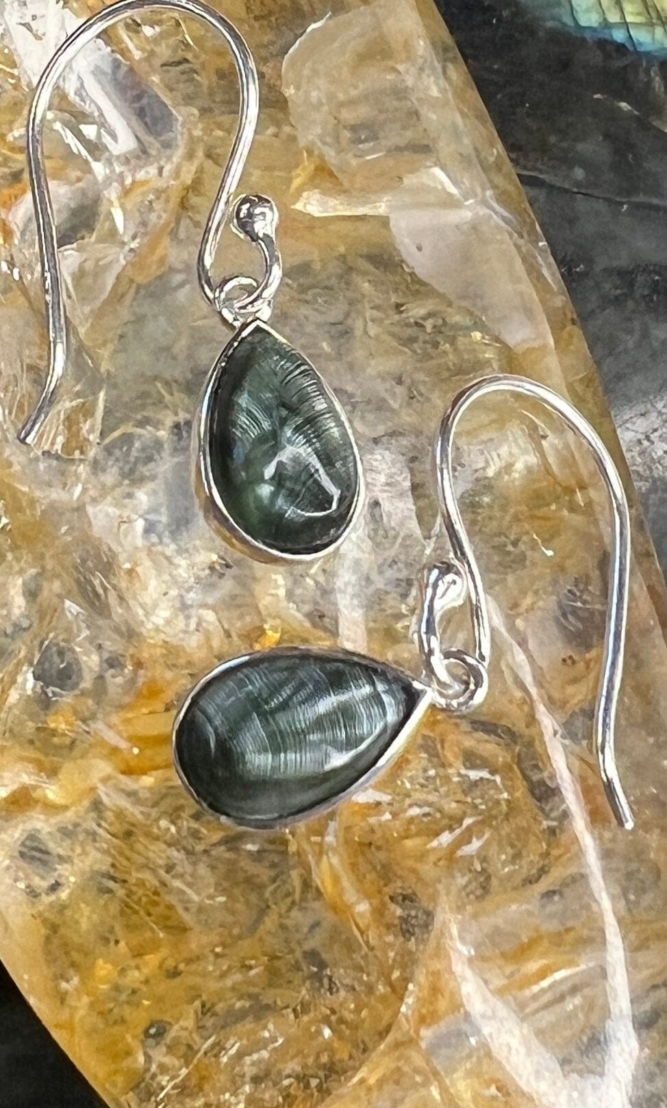 Seraphinite Earrings - Sterling Silver Earrings AJABA NATURALS®