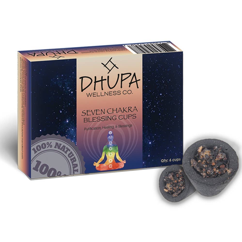 DHUPA - 7 Chakras Blessing Cups Box (6) Incense Designs by Deekay Inc.
