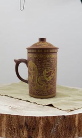 Dragon Print Yi Xing Clay Mug With Strainer Original Source