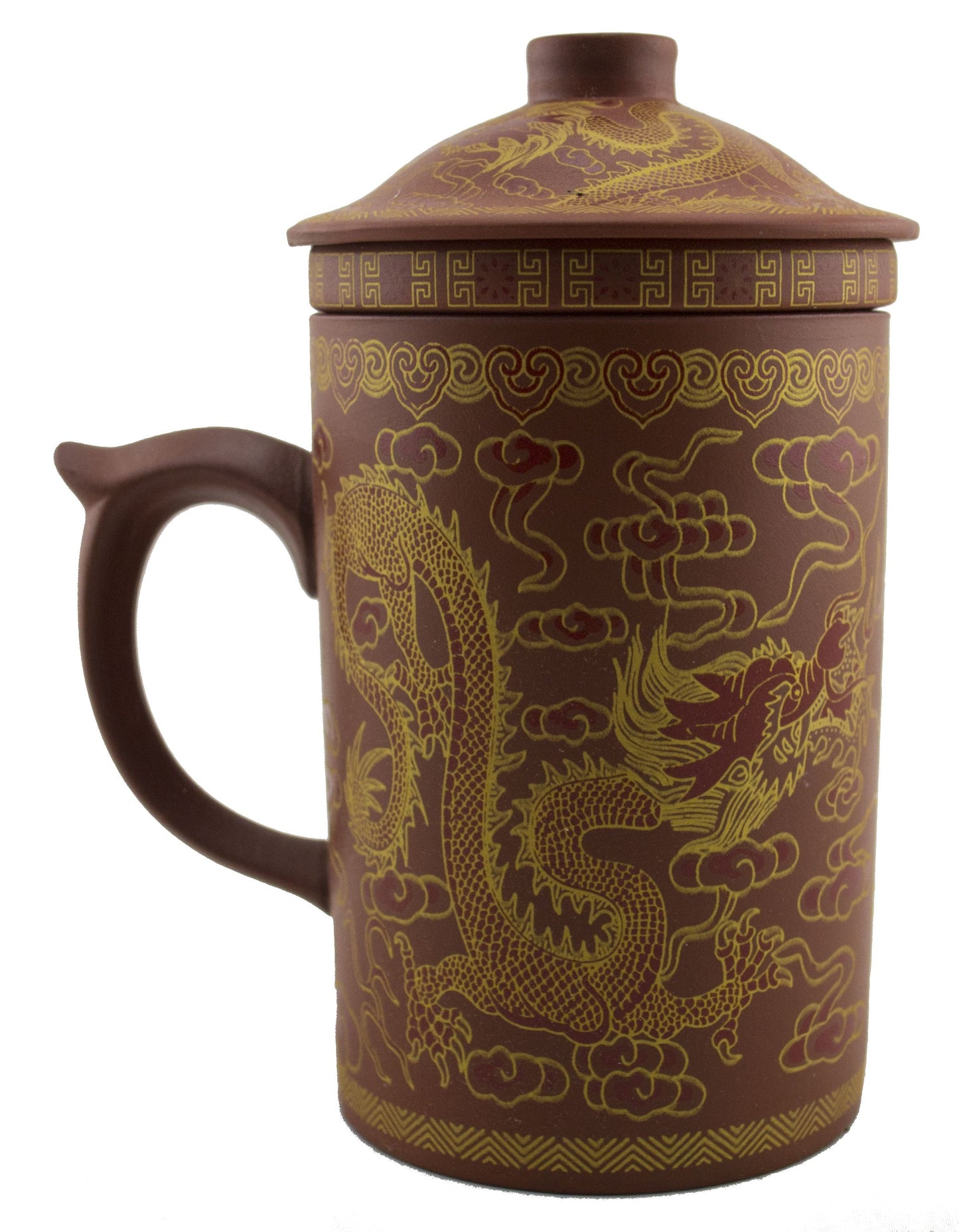 Dragon Print Yi Xing Clay Mug With Strainer Original Source