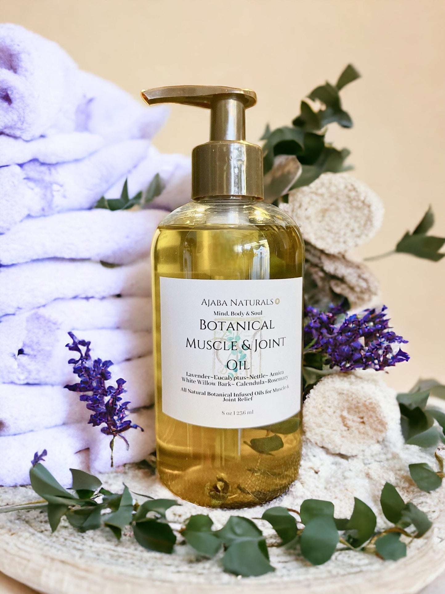 All Natural Eucalyptus & Lavender Muscle and Joint Oil Rubbing Oil AJABA NATURALS®