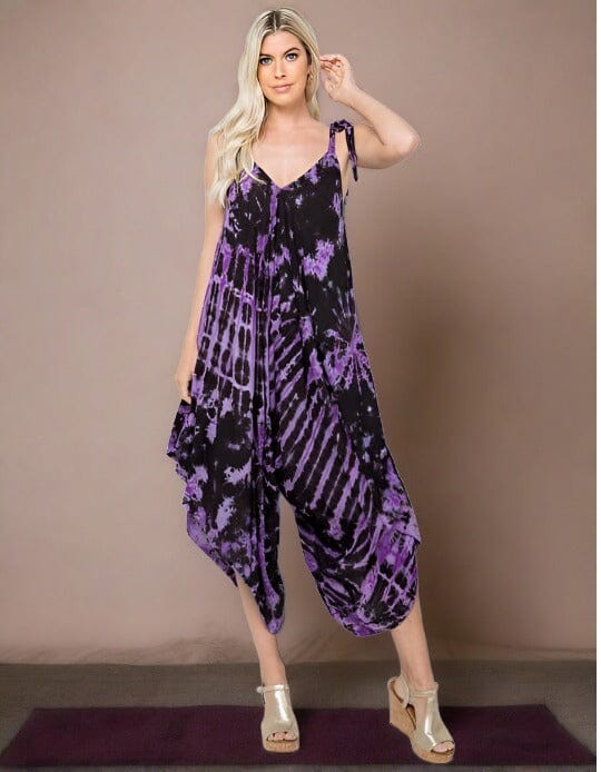 Tie-dye Harem Jumpsuit Harem Jumper Kathmandu Imports Free Size purple