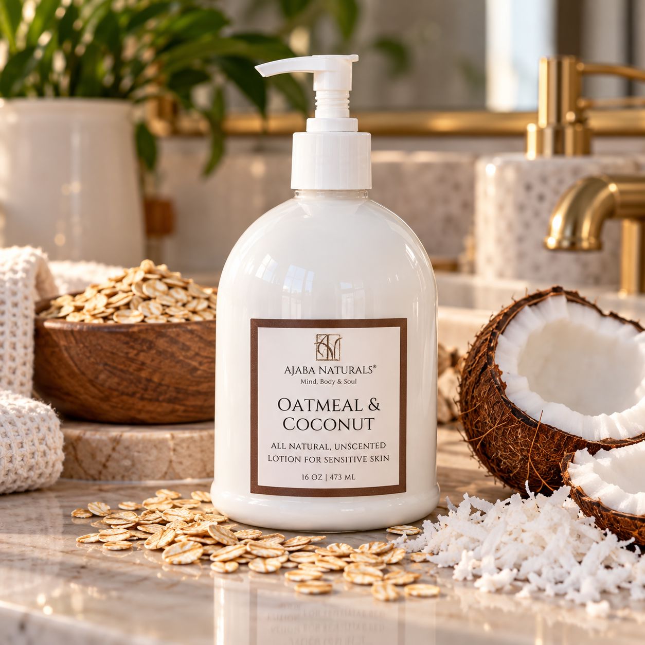 All Natural Oatmeal & Coconut Unscented Lotion for Sensitive Skin Lotion AJABA NATURALS™