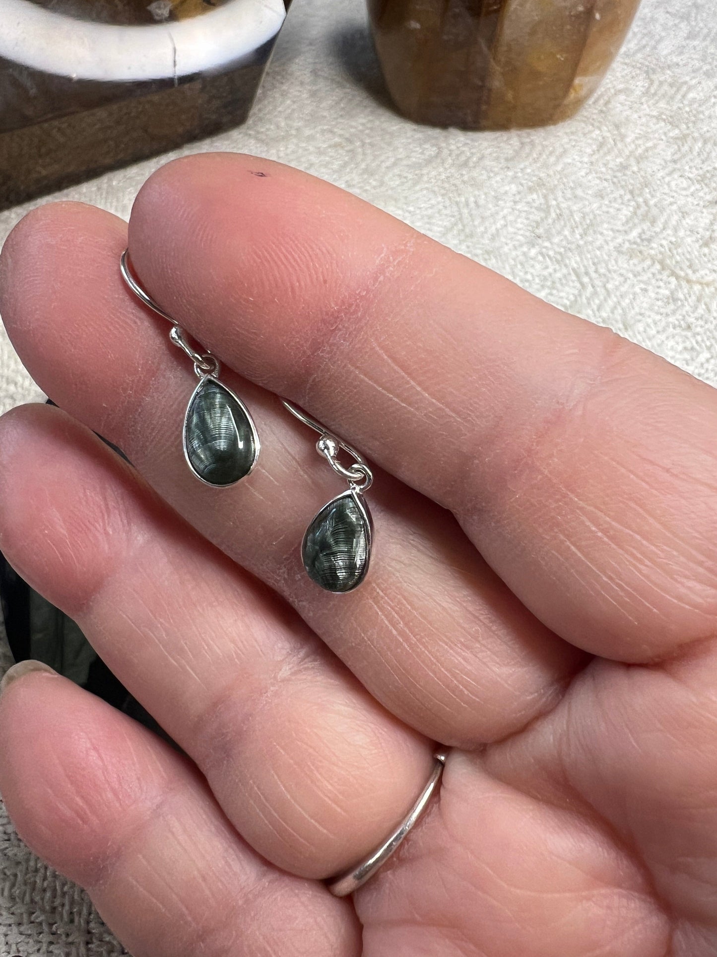 Seraphinite Earrings - Sterling Silver Earrings AJABA NATURALS®