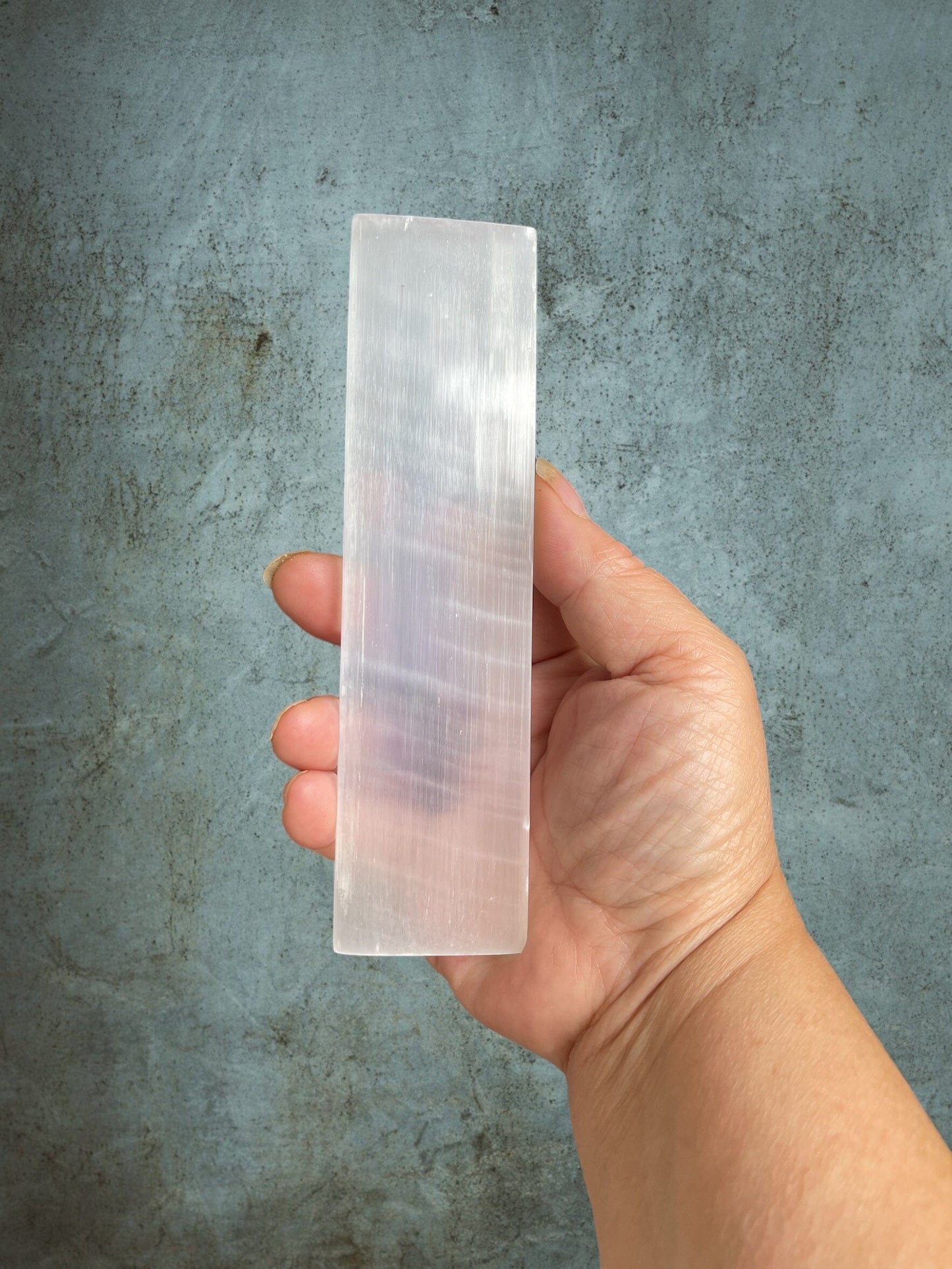 Painted Natural Selenite with Peacock Feather Crystals AJABA NATURALS®