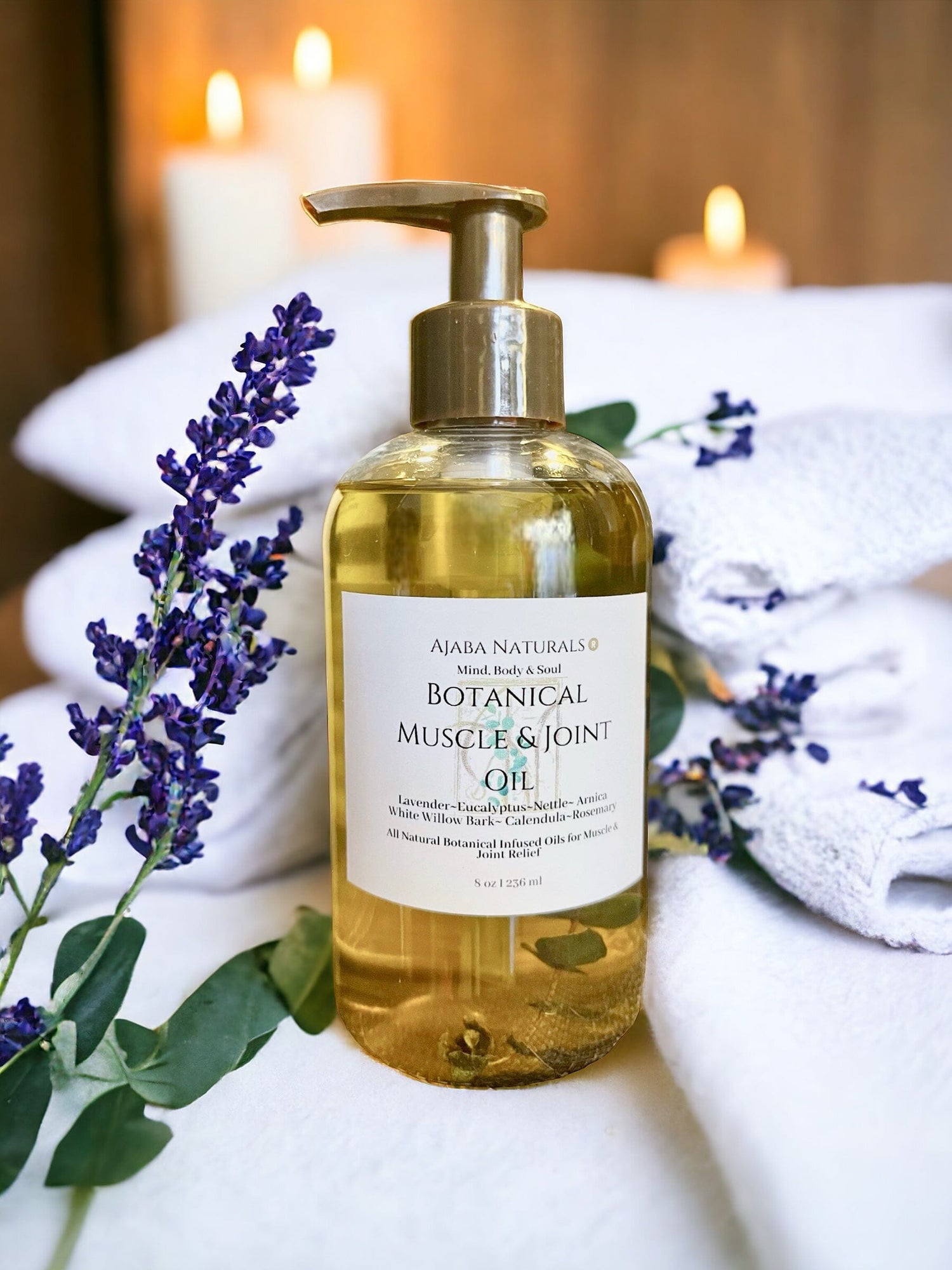 All Natural Eucalyptus & Lavender Muscle and Joint Oil Rubbing Oil AJABA NATURALS®