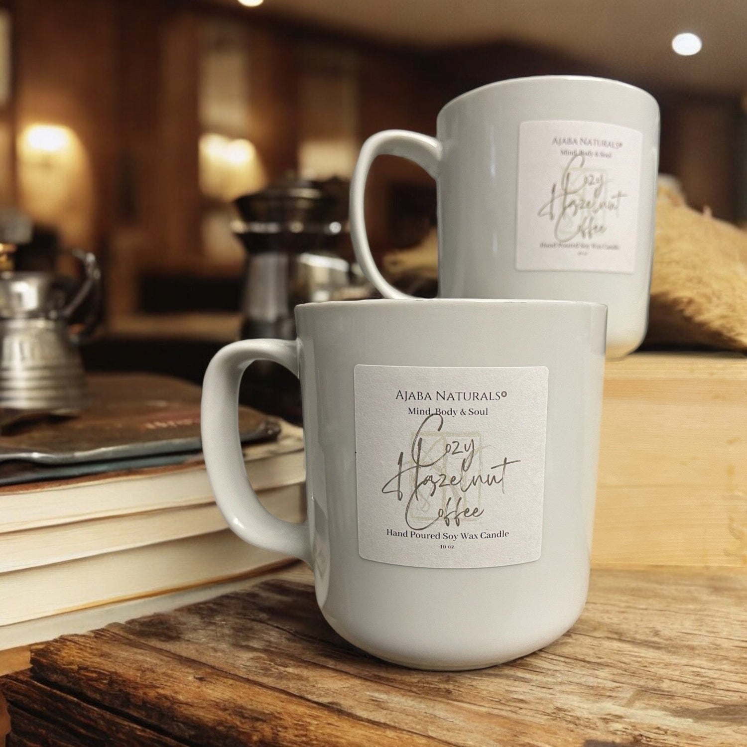 Cozy Hazelnut Coffee Soy Wax Candle by Ajaba Naturals Candles AJABA NATURALS®