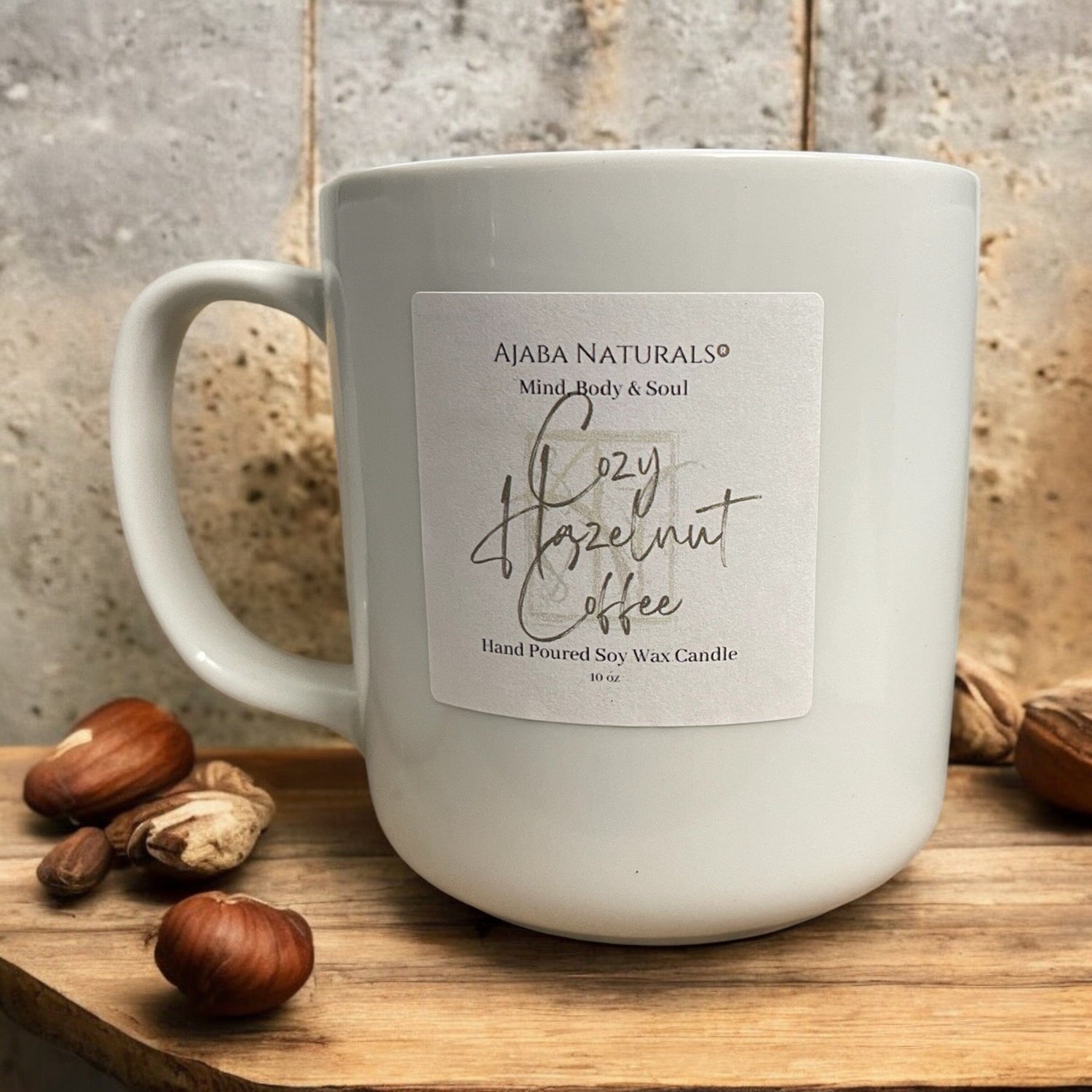 Cozy Hazelnut Coffee Soy Wax Candle by Ajaba Naturals Candles AJABA NATURALS®