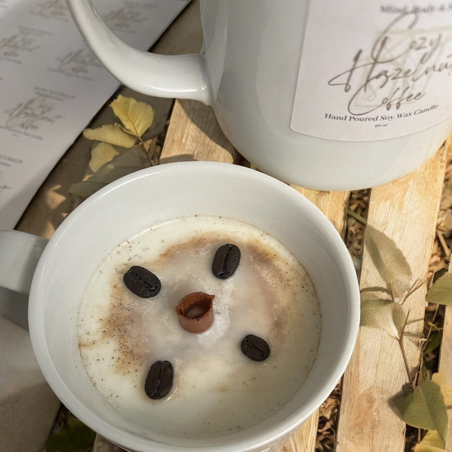 Cozy Hazelnut Coffee Soy Wax Candle by Ajaba Naturals Candles AJABA NATURALS® 10 oz Ceramic Mug