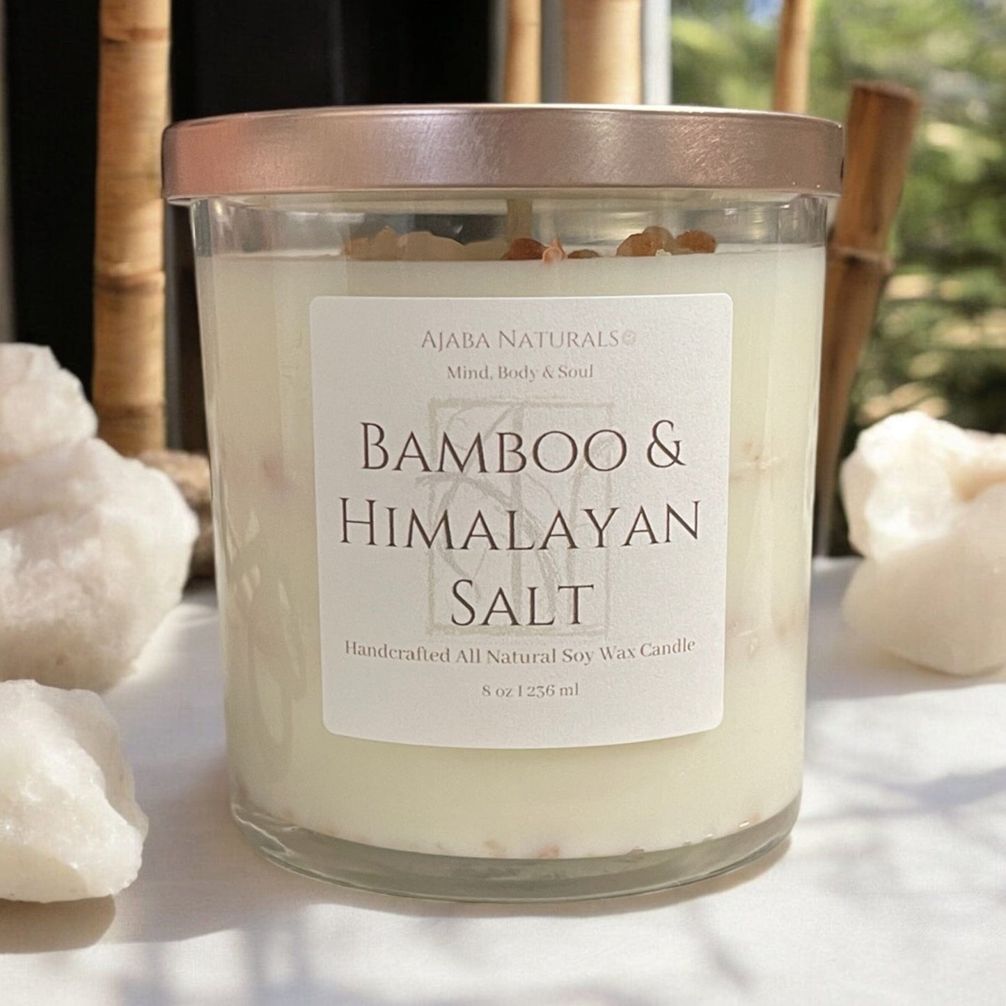 All Natural Bamboo & Himalayan Salt Soy Wax Candle candles AJABA NATURALS®