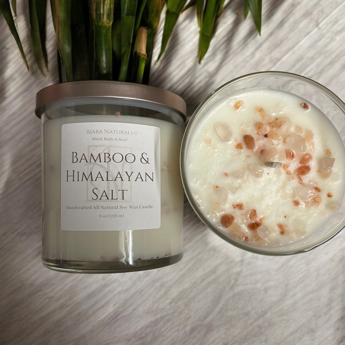 All Natural Bamboo & Himalayan Salt Soy Wax Candle candles AJABA NATURALS®