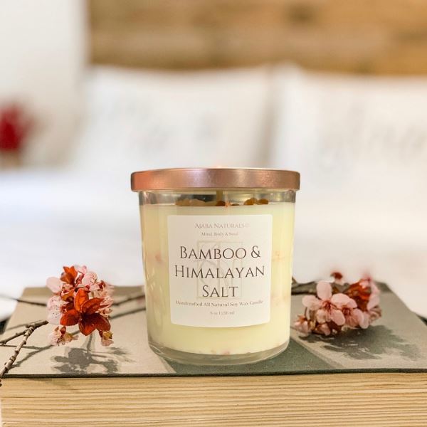 All Natural Bamboo & Himalayan Salt Soy Wax Candle candles AJABA NATURALS®