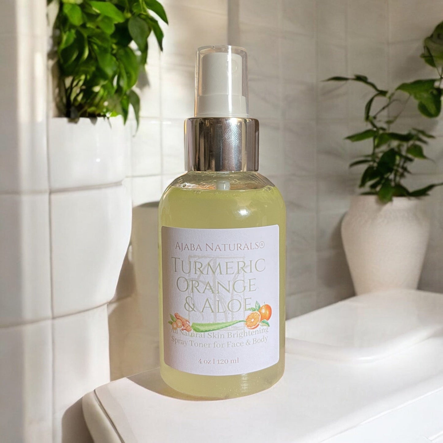 Turmeric, Orange & Aloe All Natural Skin Brightening Spray Toner for Face & Body AJABA NATURALS®