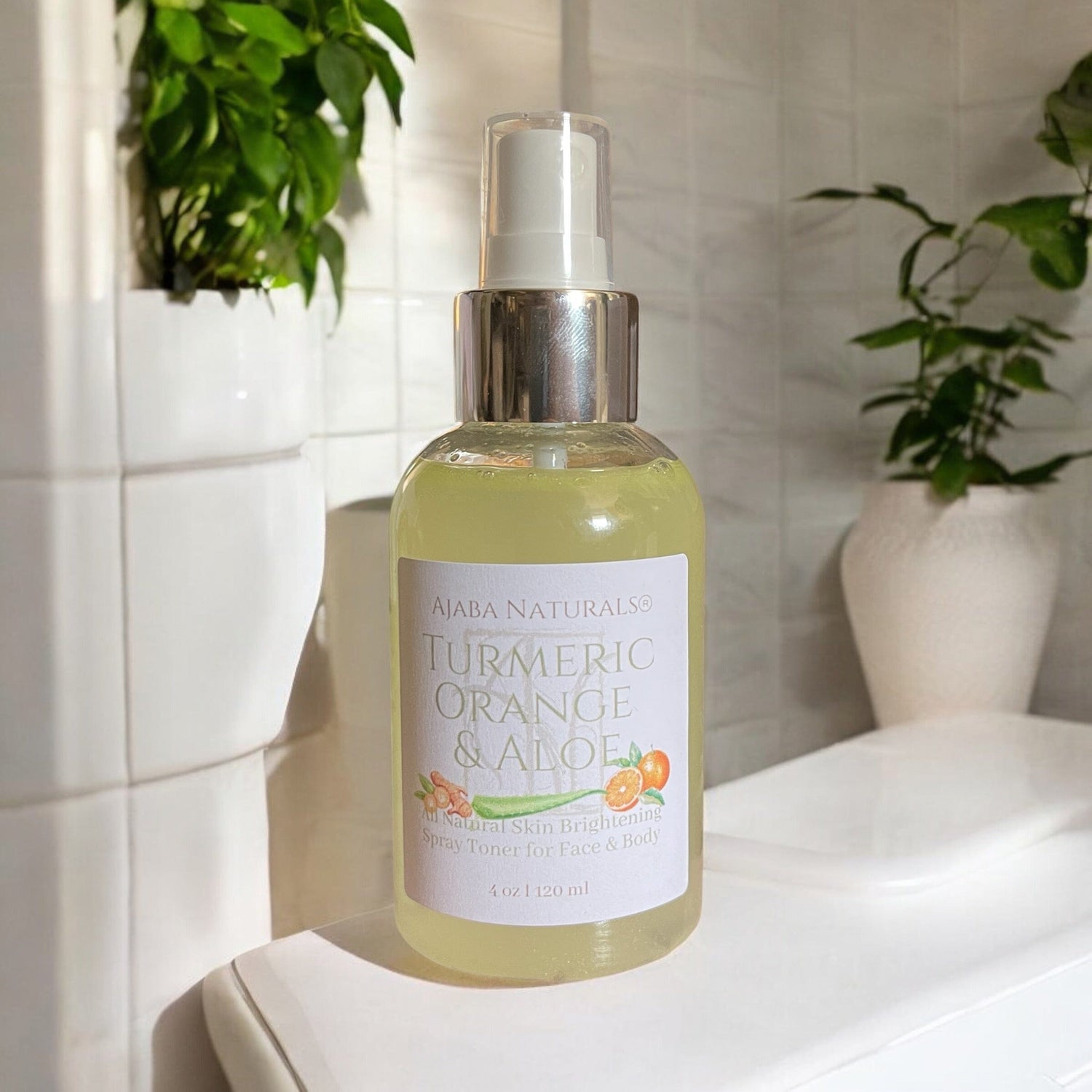 Turmeric, Orange & Aloe All Natural Skin Brightening Spray Toner for Face & Body AJABA NATURALS®