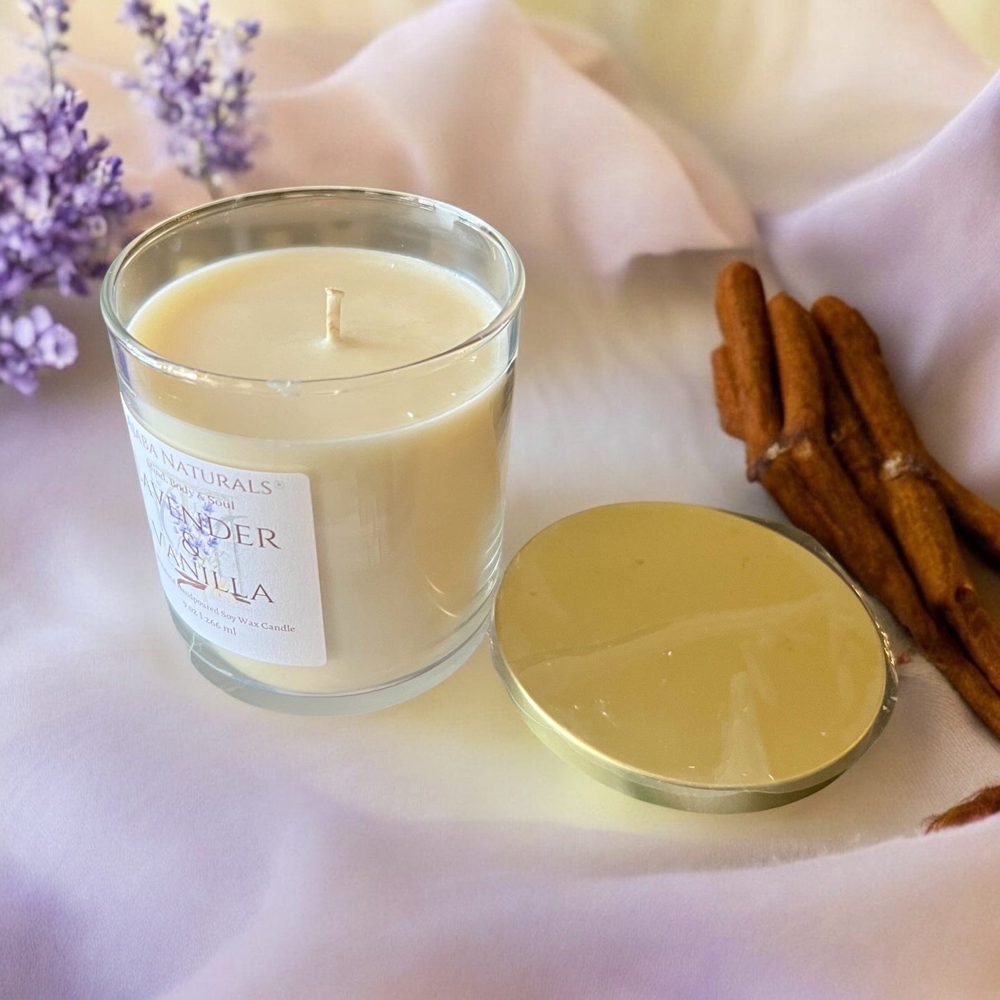 Hand Poured Lavender & Vanilla All Natural Soy Wax Candle Candle AJABA NATURALS®
