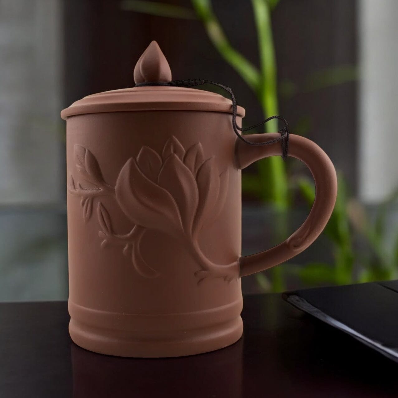 Yi Xing Clay Mug - Embossed Floral - Coffee Brown tea cup Original Source