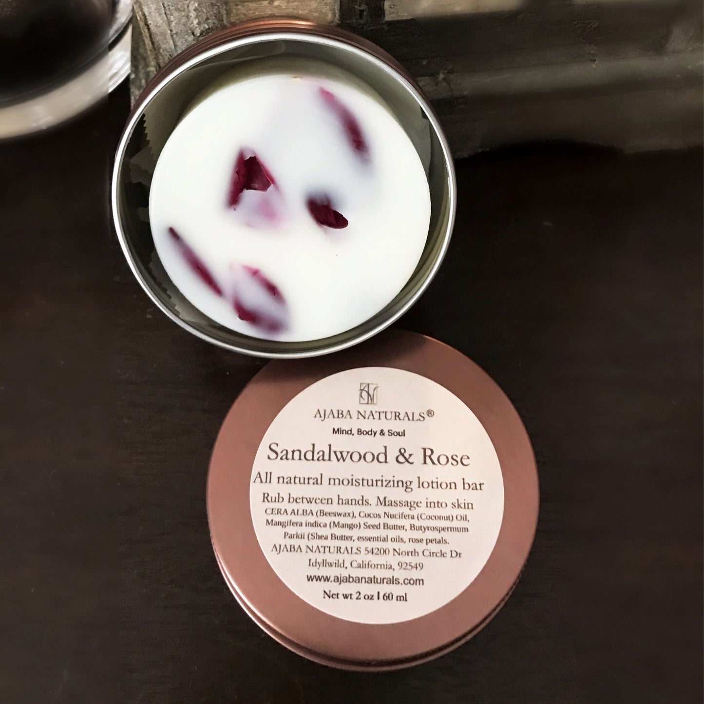 All Natural Sandalwood & Rose Solid Lotion Bar Lotion Bar AJABA NATURALS®