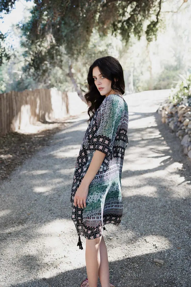 Sacred Geometric Floral Combo Kimono Kimono AJABA NATURALS® Sage