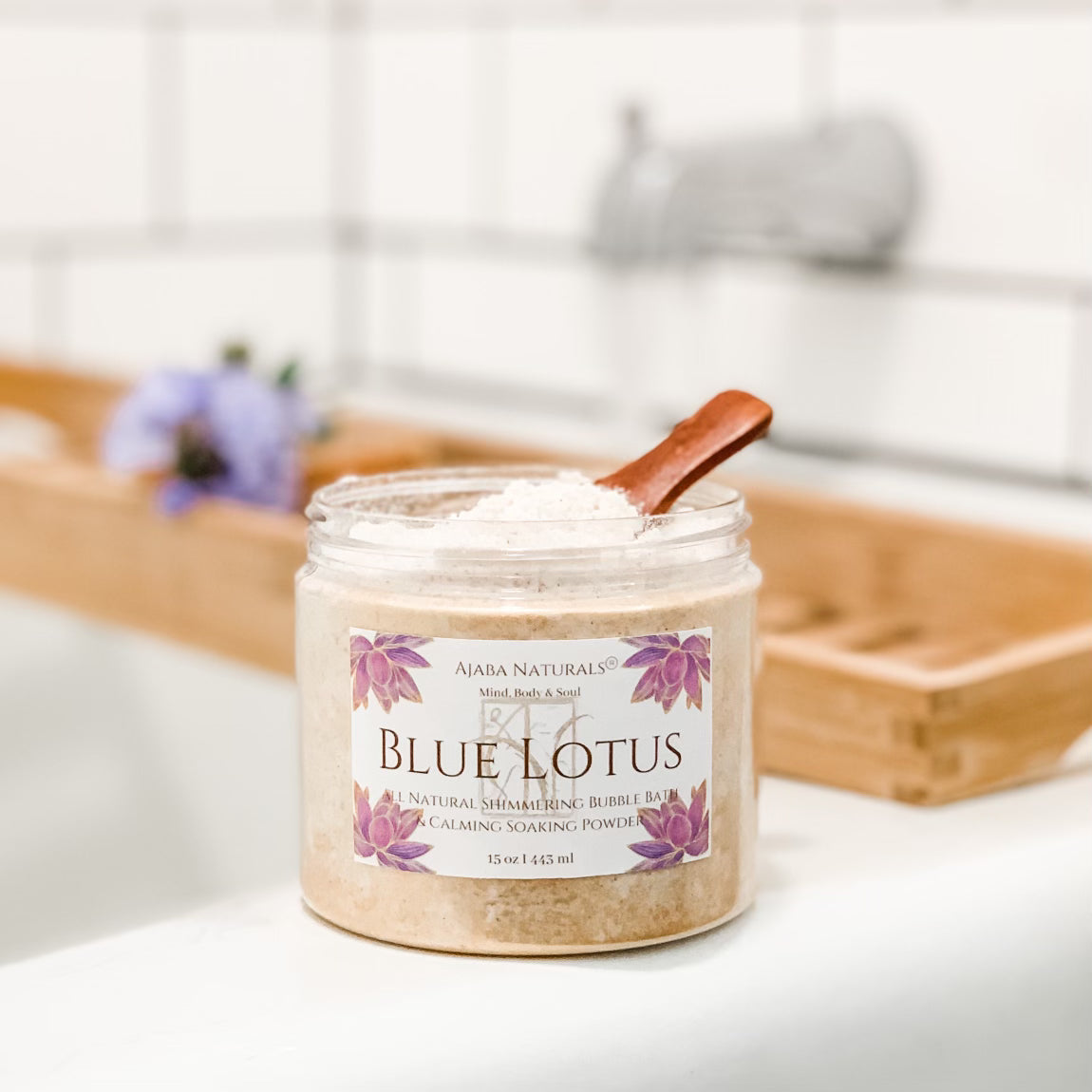 All Natural Shimmering Bubble Bath and Calming Soak Powder Bath Soak AJABA NATURALS® Blue Lotus 