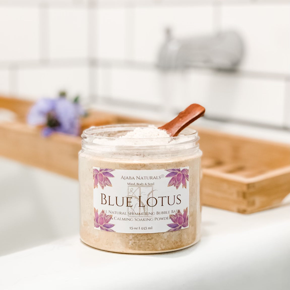 All Natural Shimmering Bubble Bath and Calming Soak Powder Bath Soak AJABA NATURALS® Blue Lotus