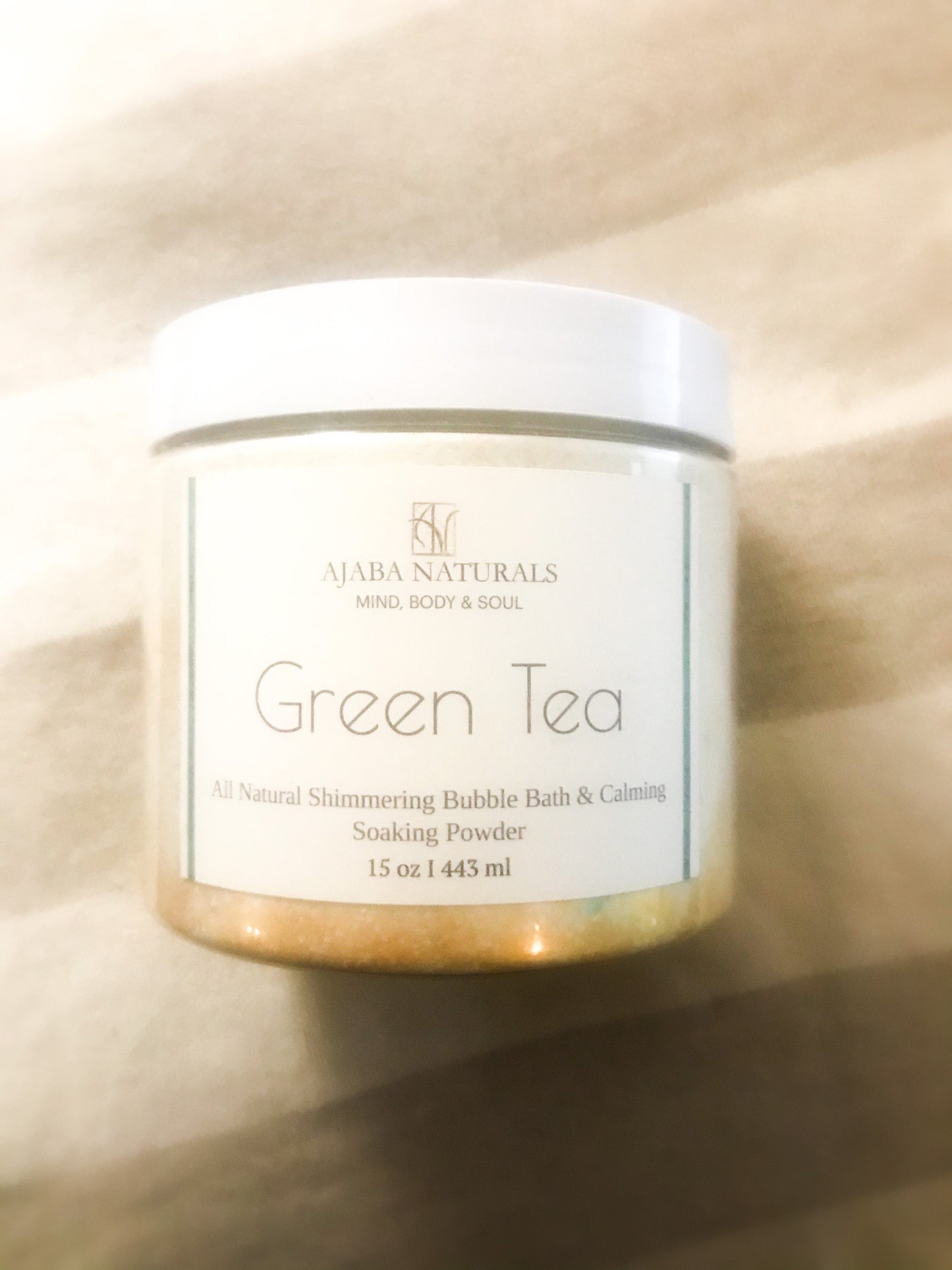 All Natural Green Tea Shimmering Bubble Bath and Calming Soak Powder Bath Soak AJABA NATURALS®