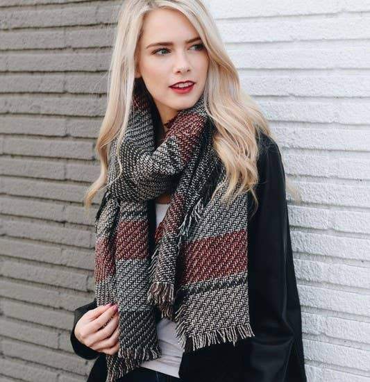 Chunky Multicolor Marl Knit Scarf- Rust and Brown Scarf AJABA NATURALS®