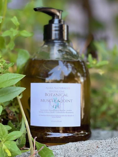 All Natural Eucalyptus & Lavender Muscle and Joint Oil 16 oz Rubbing Oil AJABA NATURALS® All Natural Eucalyptus & Lavender Muscle and Joint Oil- 16 oz