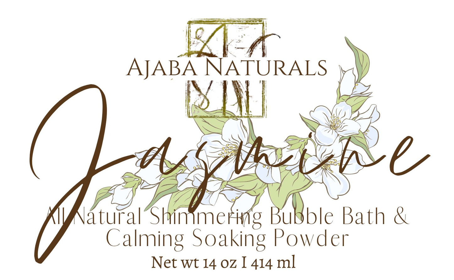 All Natural Shimmering Bubble Bath and Calming Soak Powder Bath Soak AJABA NATURALS® Jasmine