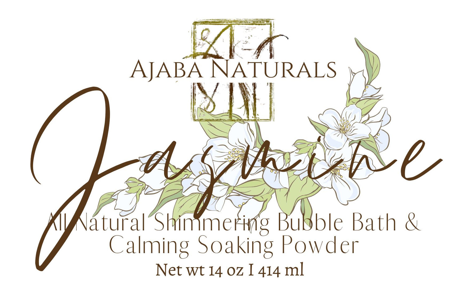 All Natural Shimmering Bubble Bath and Calming Soak Powder Bath Soak AJABA NATURALS® Jasmine