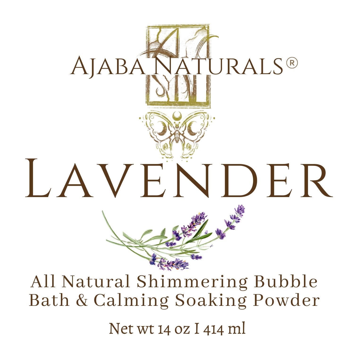 All Natural Shimmering Bubble Bath and Calming Soak Powder Bath Soak AJABA NATURALS® Lavender