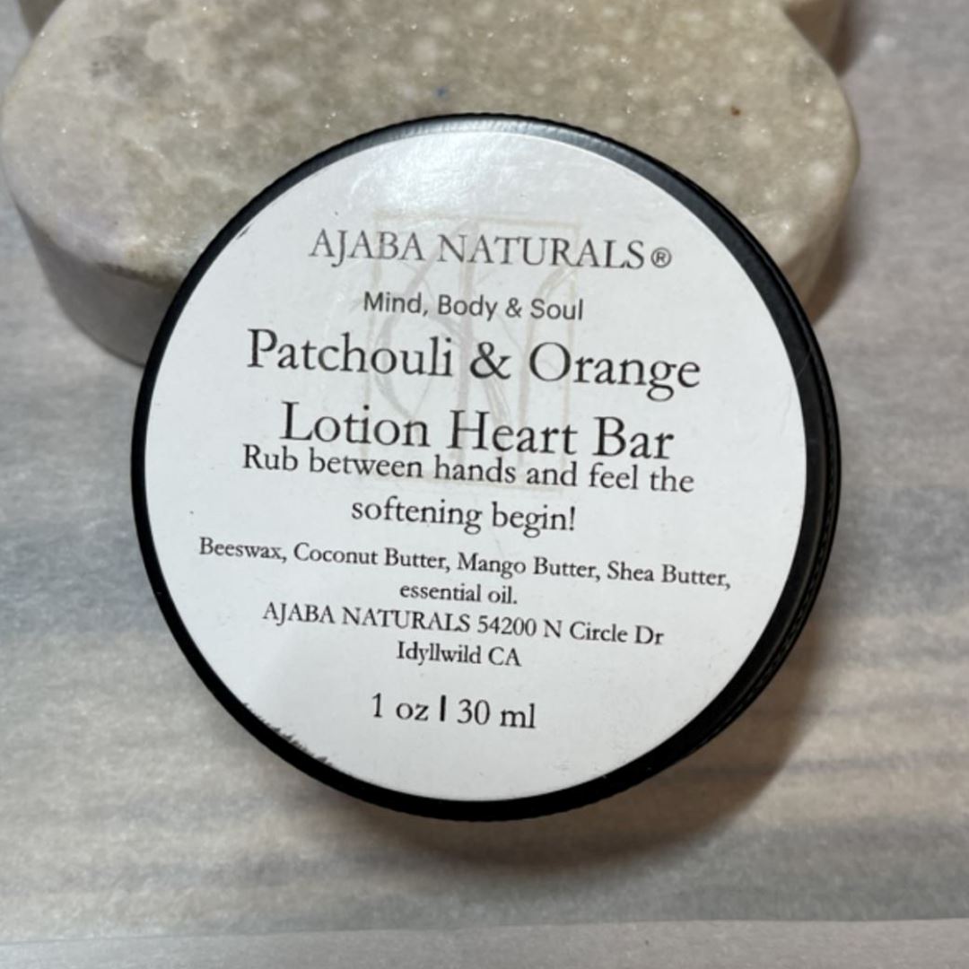 All-Natural Patchouli and Orange Lotion Heart Bar Lotion Bar AJABA NATURALS
