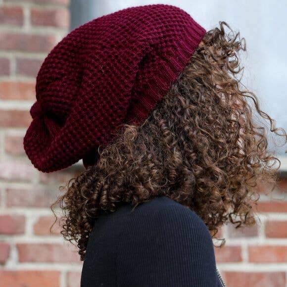 Waffle Knit Slouchy Beanie Beanie AJABA NATURALS® burgundy