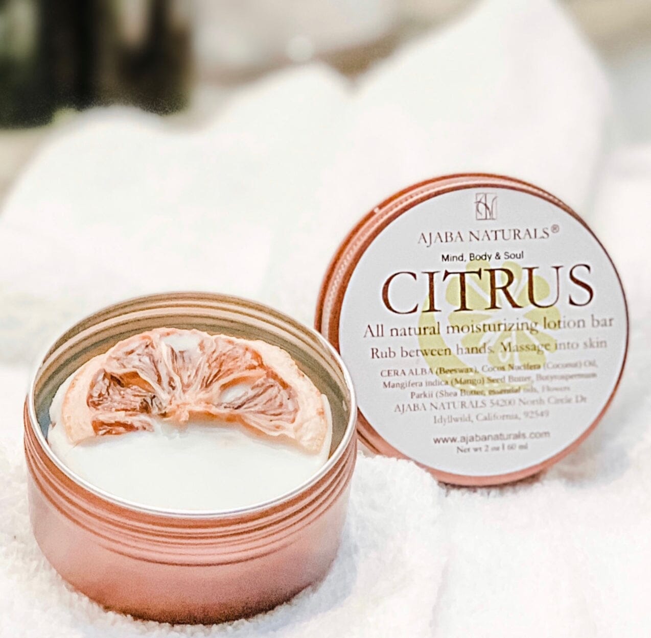 All Natural Citrus Moisturizing Solid Lotion Lotion Bar AJABA NATURALS®