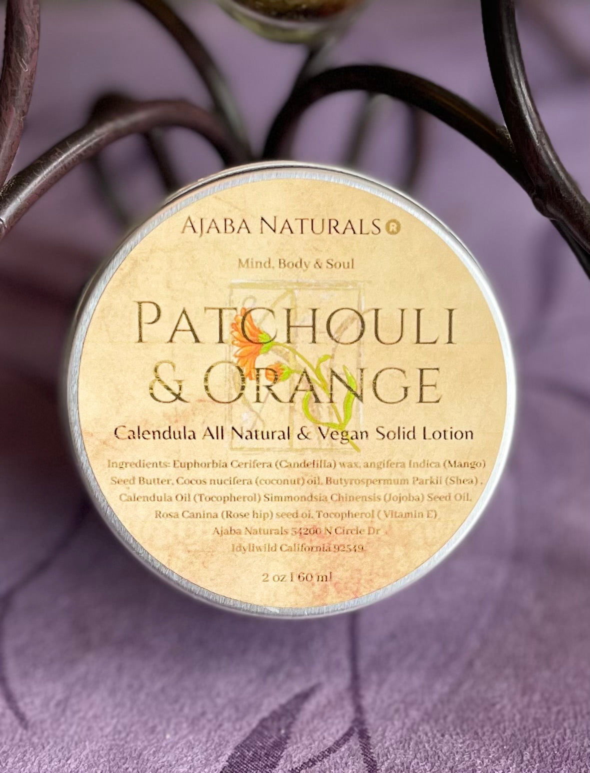 Patchouli & Orange Calendula Solid Lotion Lotion Bar AJABA NATURALS®