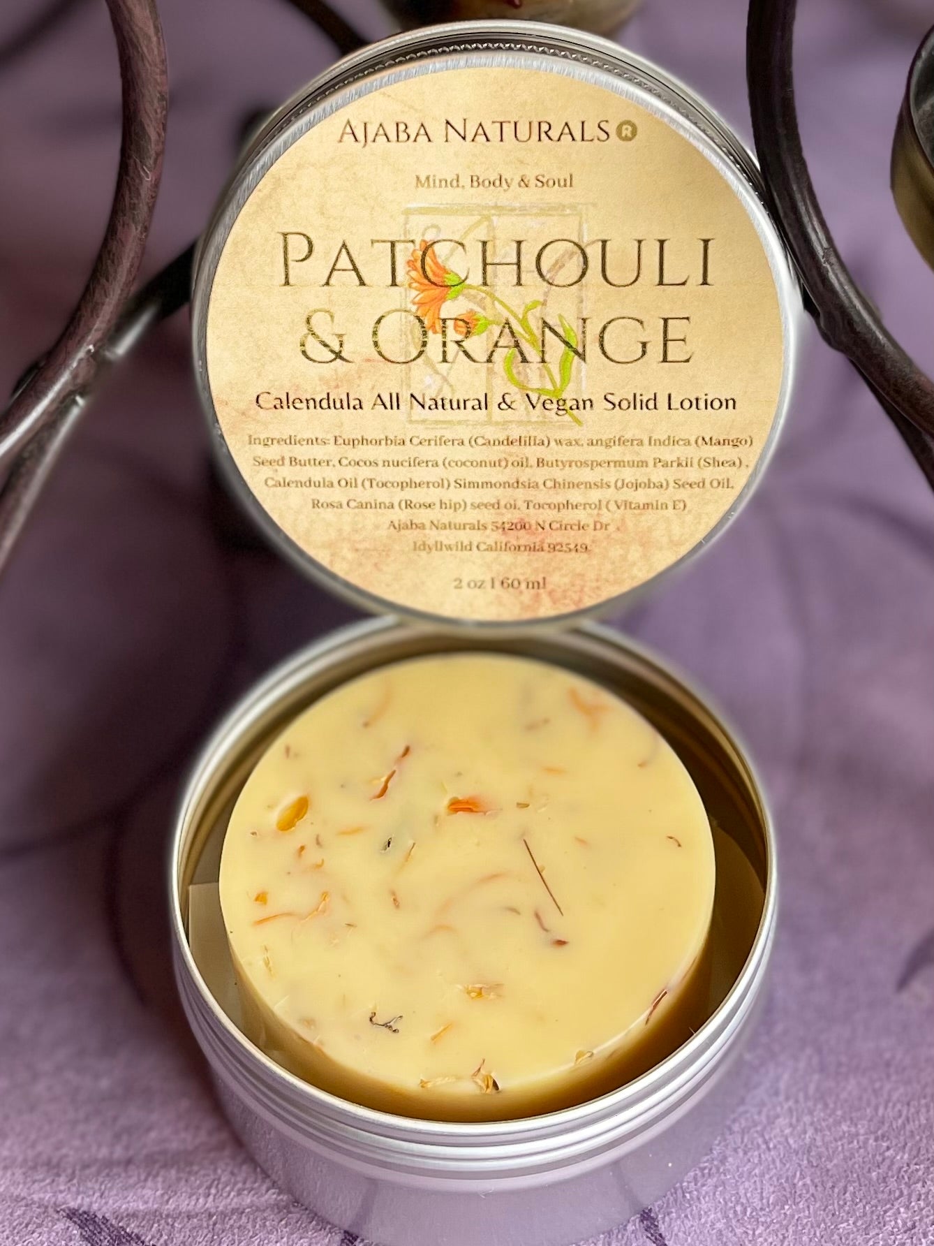 Patchouli & Orange Calendula Solid Lotion Lotion Bar AJABA NATURALS®