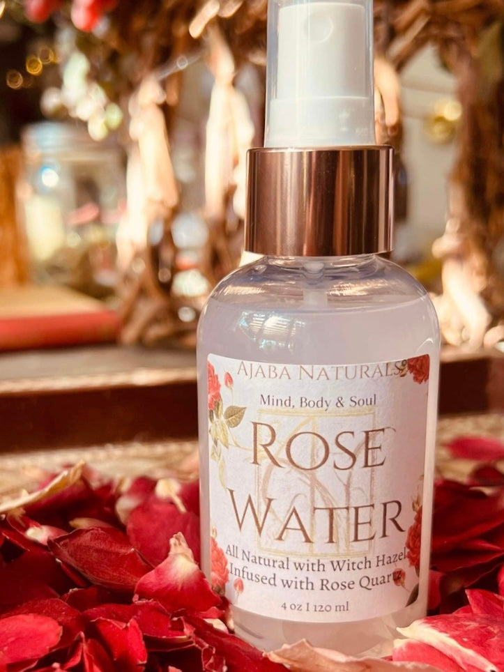 All Natural Rose Water Spray w/ Witch Hazel Spray/ Toner AJABA NATURALS® 