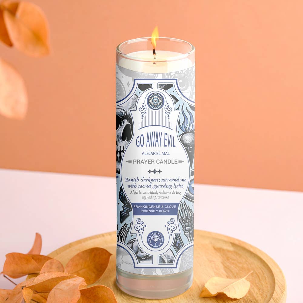 Go Away Evil Prayer Candle 8" (9.5 oz) Designs by Deekay Inc. 