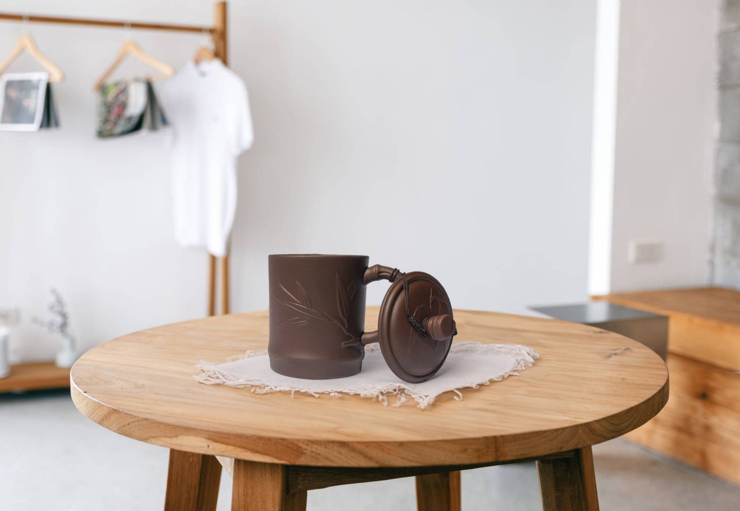 Yi Xing Clay Mug - Embossed Bamboo - Dark Brown Original Source 