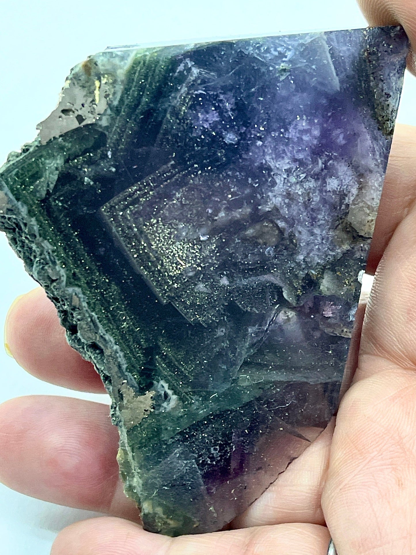 Fluorite with Pyrite Crystals AJABA NATURALS® Fluorite with Pyrite 4- 218g/ 7.7 oz 