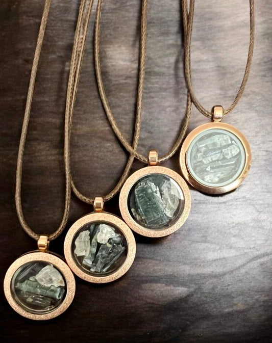 Vivianite with Selenite Locket Crystal Locket AJABA NATURALS® 