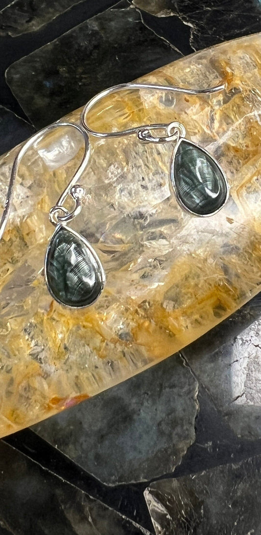 Seraphinite Earrings - Sterling Silver Earrings AJABA NATURALS® 