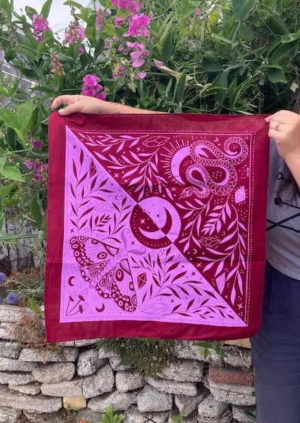 Witchy Snake & Moth Bandana Bandana AJABA NATURALS® 
