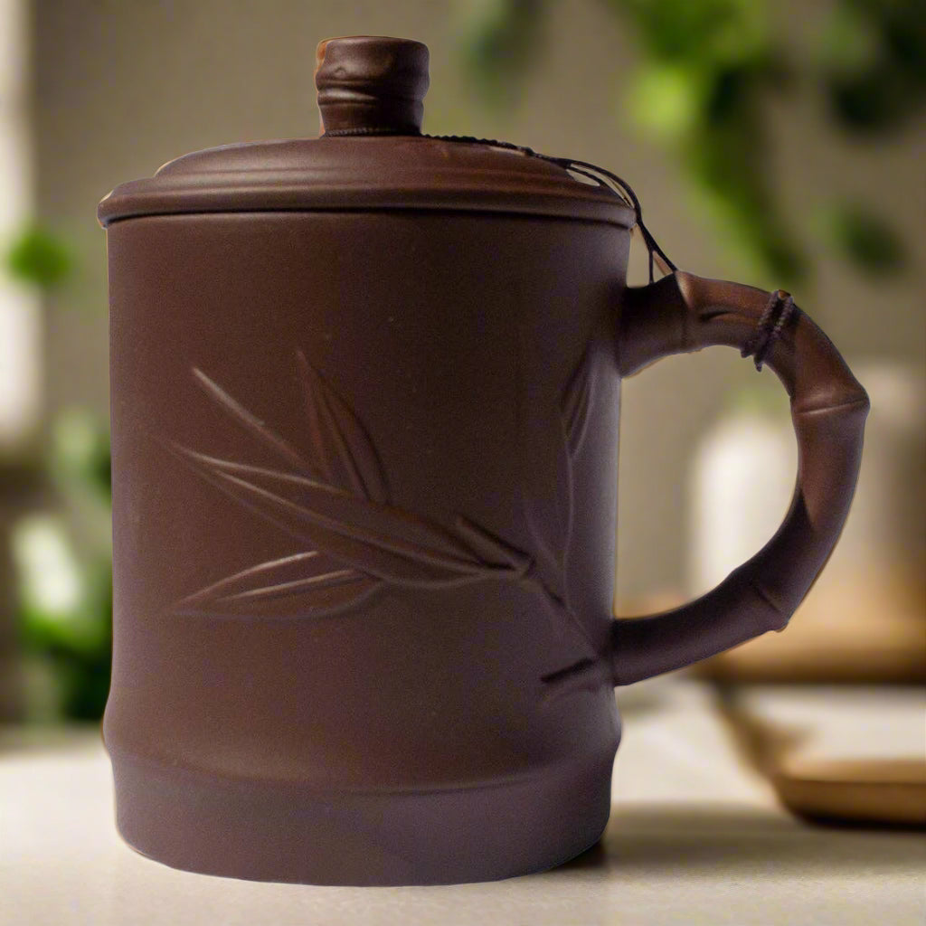 Yi Xing Clay Mug - Embossed Bamboo - Dark Brown Original Source 