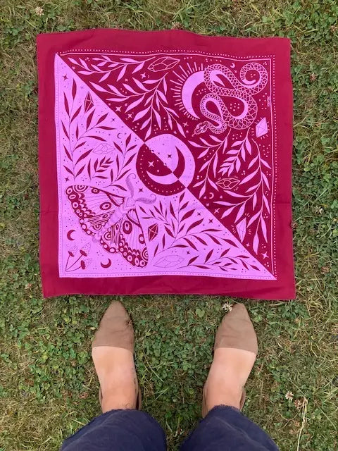Witchy Snake & Moth Bandana Bandana AJABA NATURALS® 