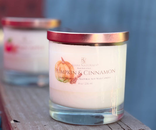 Pumpkin & Cinnamon All Natural Soy Wax Candle Candle AJABA NATURALS® Straight Tumble 9 oz 