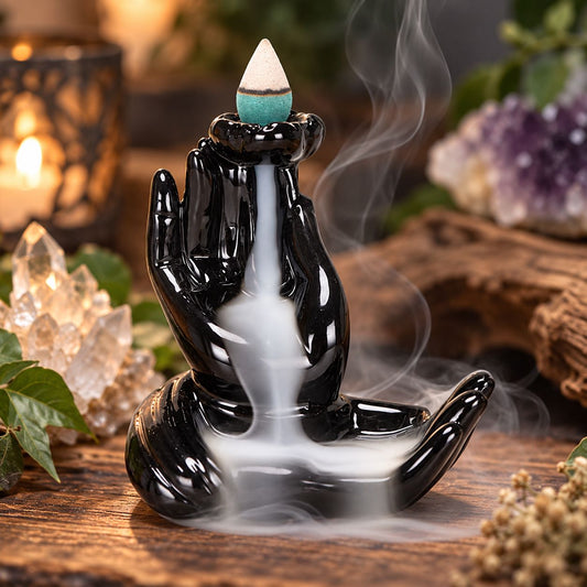 Ceramic Backflow Burner: Meditation Hands Designs by Deekay Inc. 
