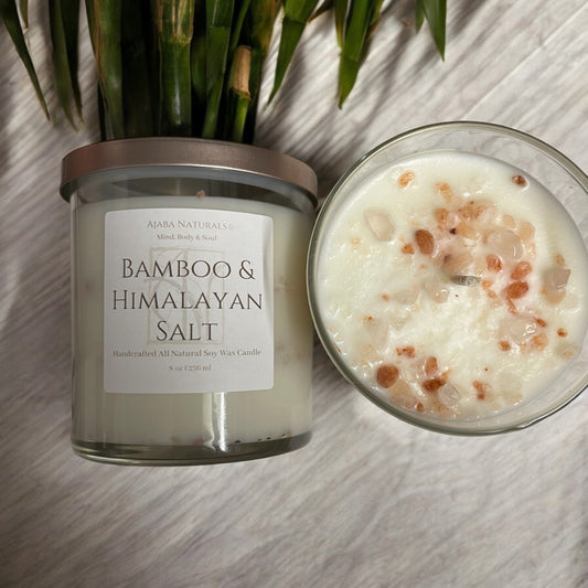 All Natural Bamboo & Himalayan Salt Soy Wax Candle candles AJABA NATURALS® 