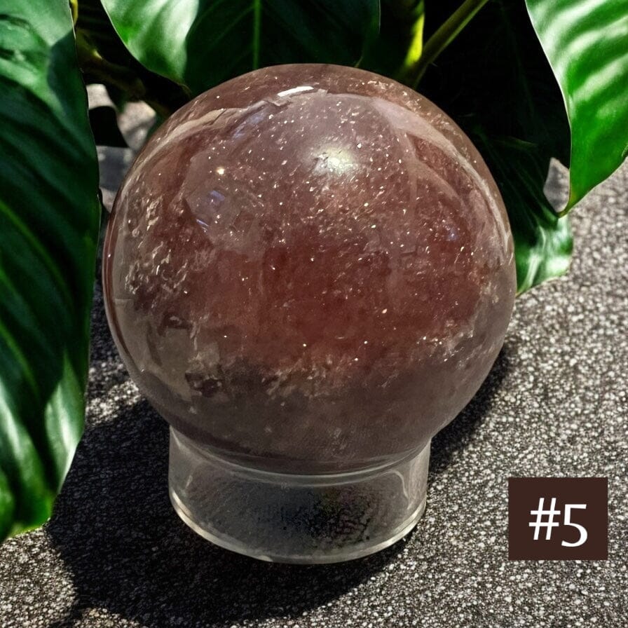 Strawberry Quartz Sphere Crystals AJABA NATURALS® 5- 344g / 12.13 oz/ 60mm 