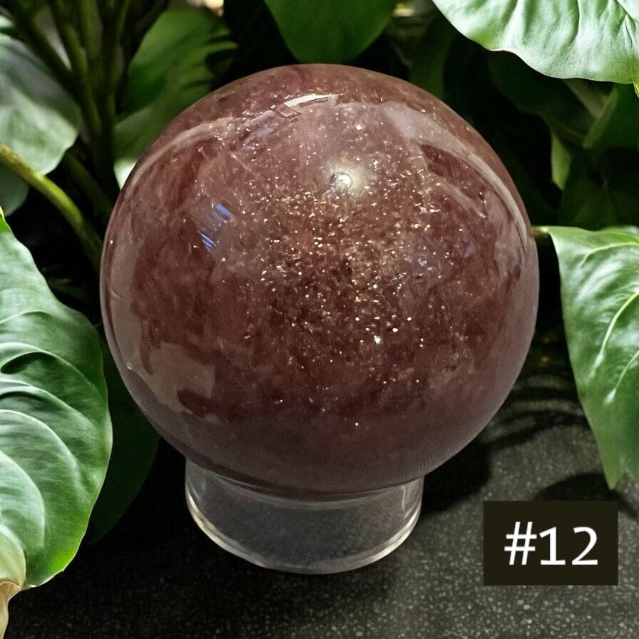 Strawberry Quartz Sphere Crystals AJABA NATURALS® 12- 477g / 16.8 oz / 1.08 lbs/ 69mm 