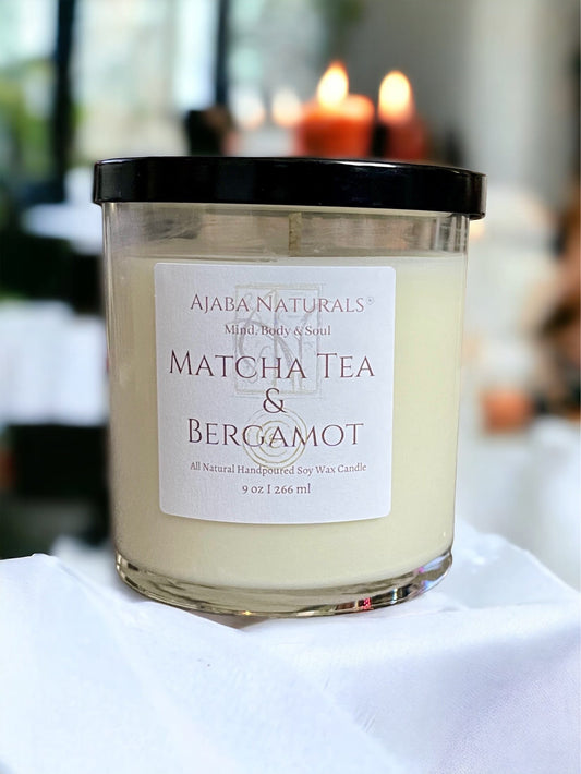Matcha Tea & Bergamot Artisan Soy Wax Candle Candle AJABA NATURALS® 
